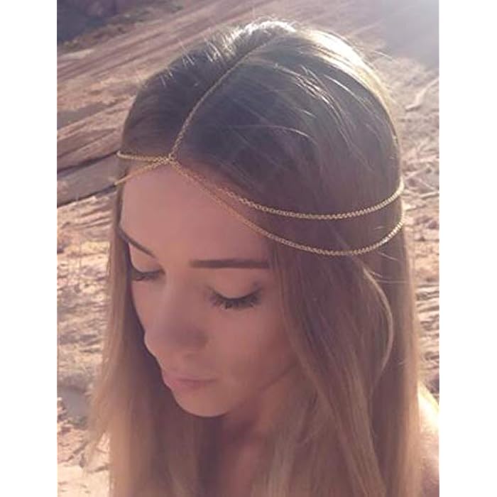 Chargances Women Multi-Layered Head Chain Headband Halloween Gold Head Chain Wedding Headband Prom Festival Headpiece Boho Belly Dancer Jewelry Hair Accessories for Women and Girls - Image 1